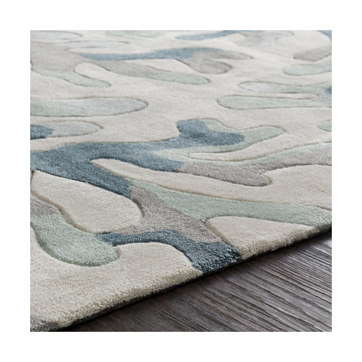 Saginaw Bay 96 X 30 inch Dark Blue/Medium Gray/Sea Foam/Light Gray/Ivory Rugs, Polyester