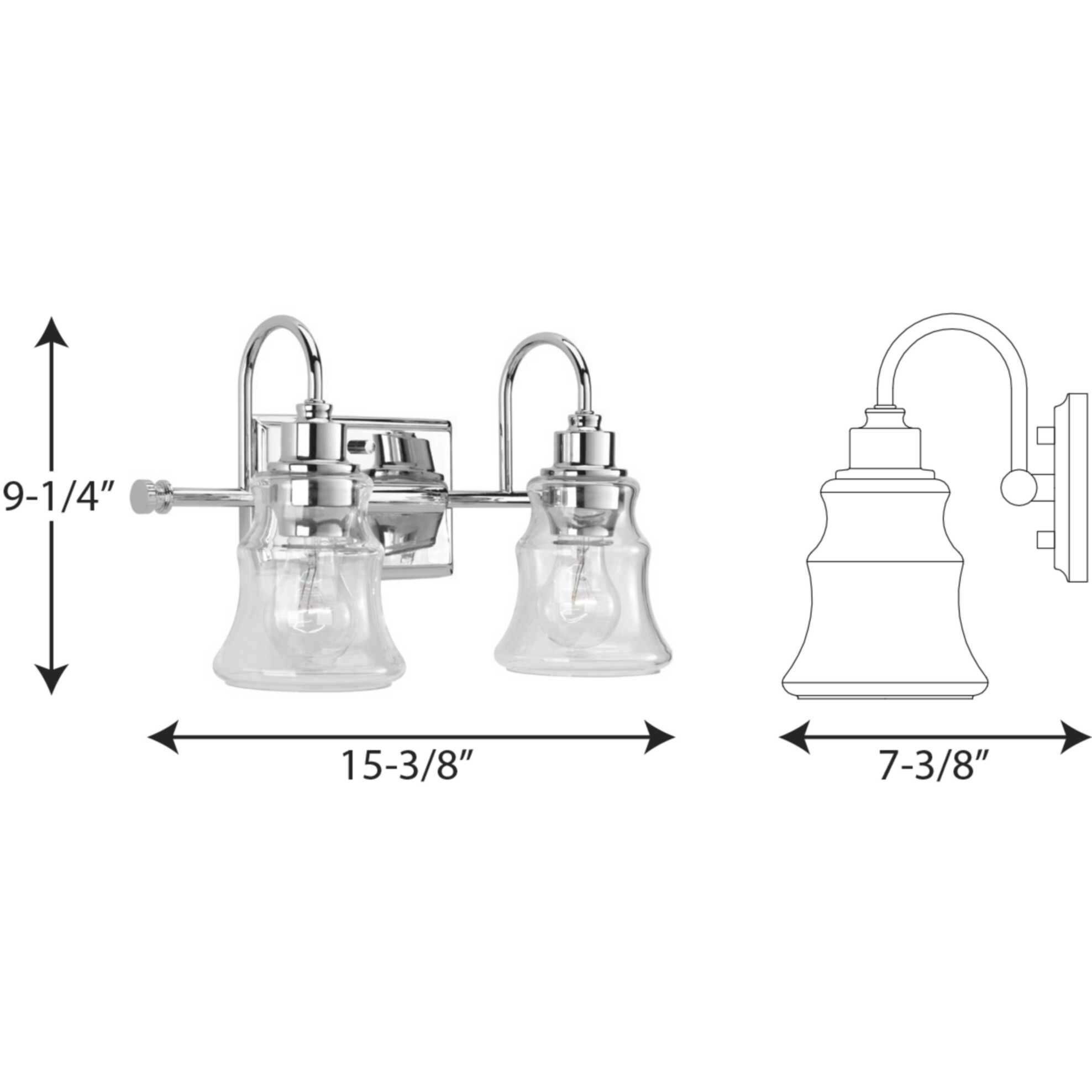 Maritime 2 Light 15 inch Polished Chrome Bath Vanity Wall Light