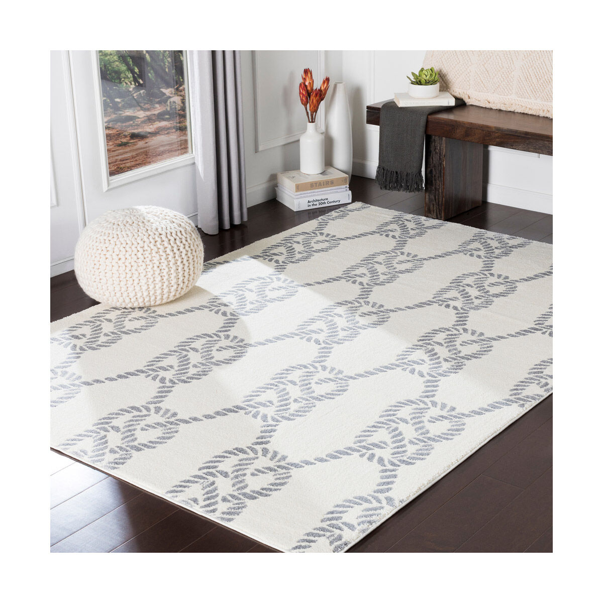 South Beach 87 X 31 inch Medium Gray/Cream Rugs, Runner