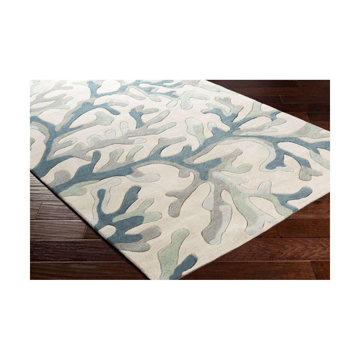 Saginaw Bay 96 X 30 inch Dark Blue/Medium Gray/Sea Foam/Light Gray/Ivory Rugs, Polyester