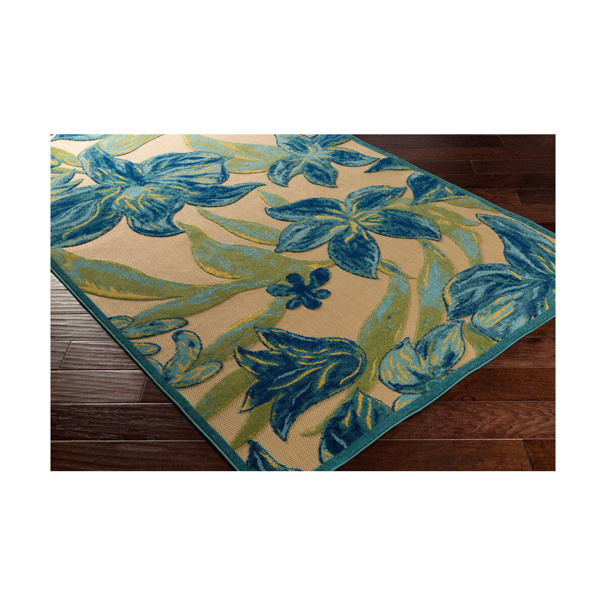 Port 90 X 60 inch Teal/Navy/Dark Green/Bright Yellow/Aqua/Khaki Indoor Area Rug, Polypropylene