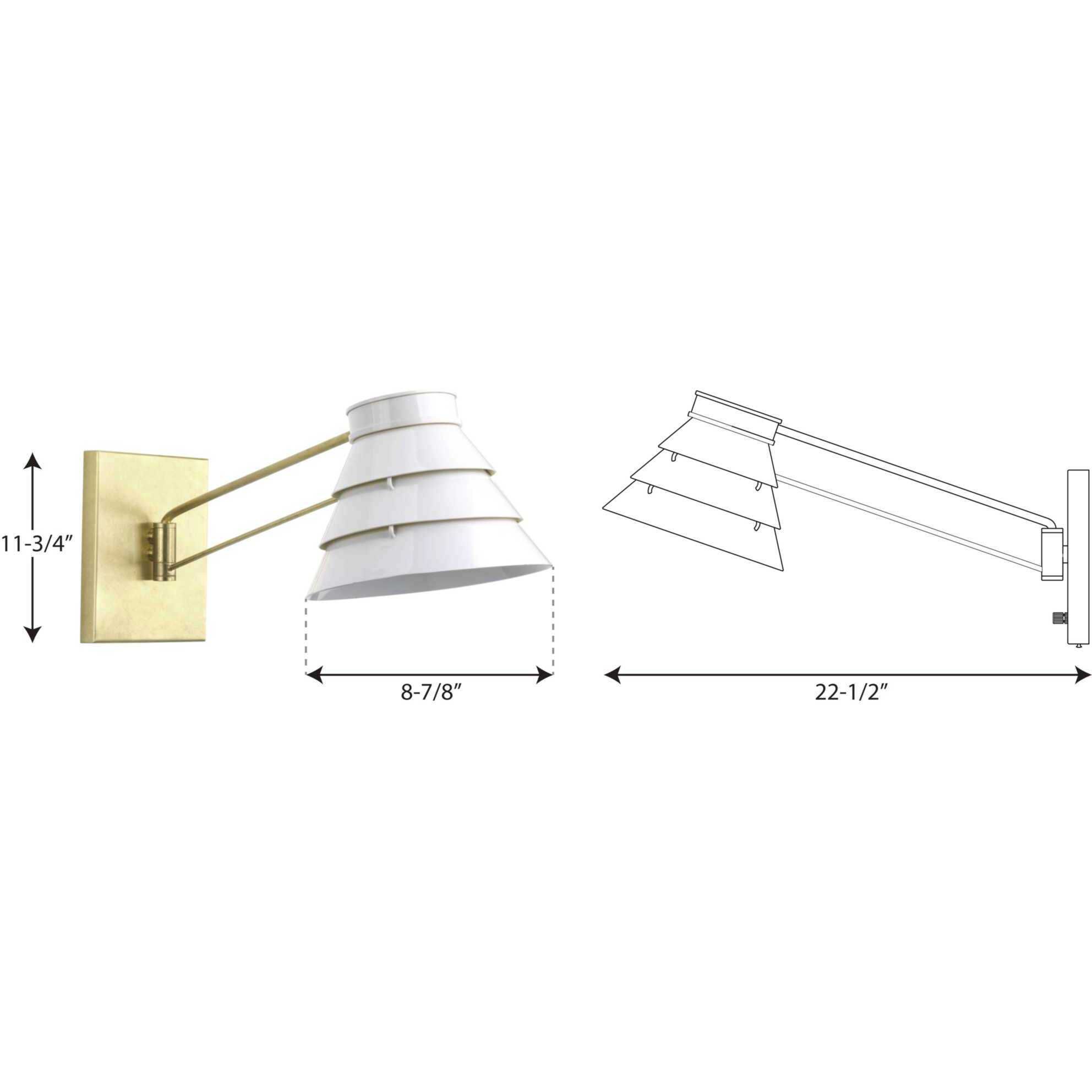 Railay Beach 22.5 inch 60 watt Brushed Brass Swing Arm Wall Sconce Wall Light, Design Series