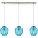 Harrington Bay 3 Light 36 inch Satin Nickel with Aqua Mini Pendant Ceiling Light
