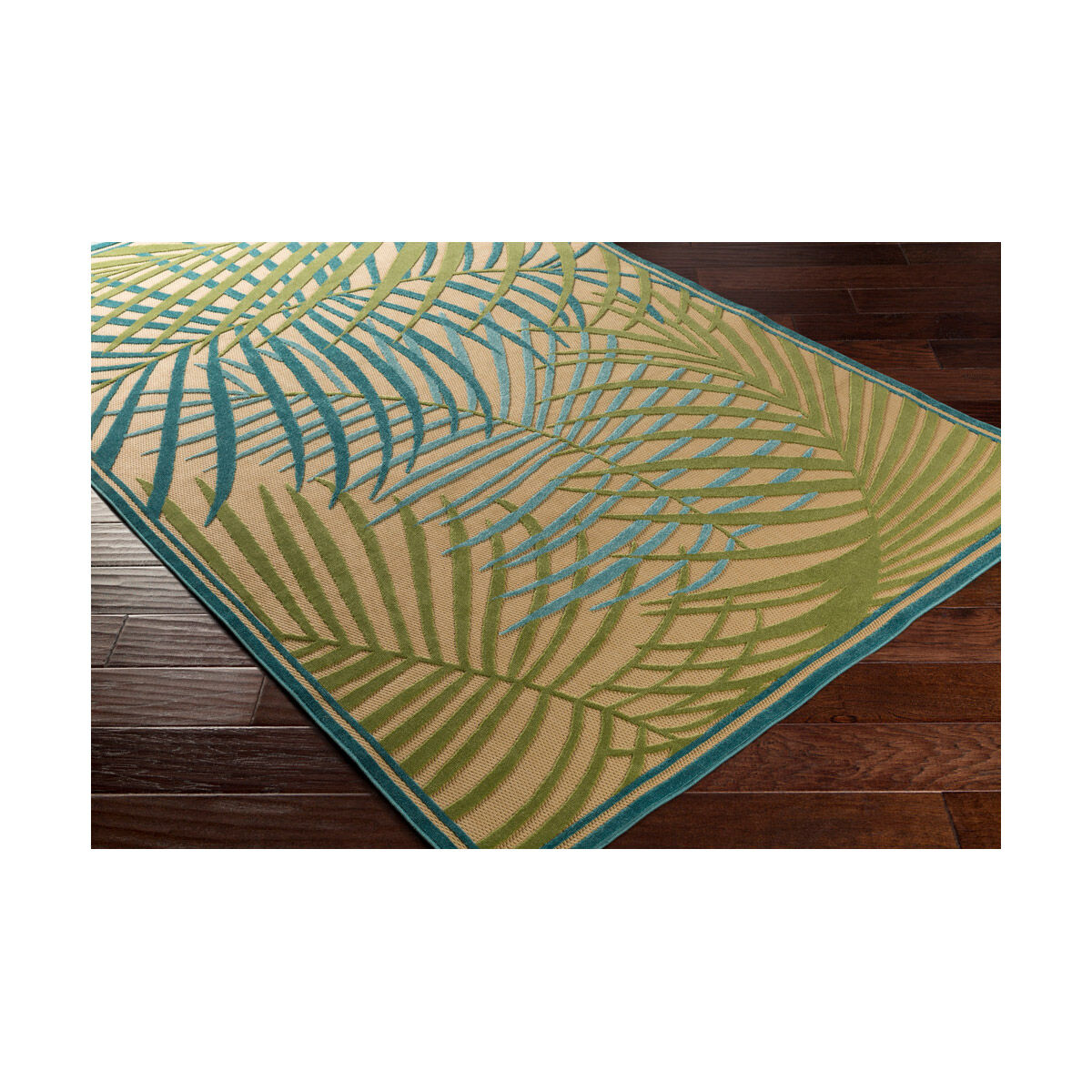Port 90 X 60 inch Sky Blue/Dark Green/Aqua/Khaki Indoor Area Rug, Polypropylene