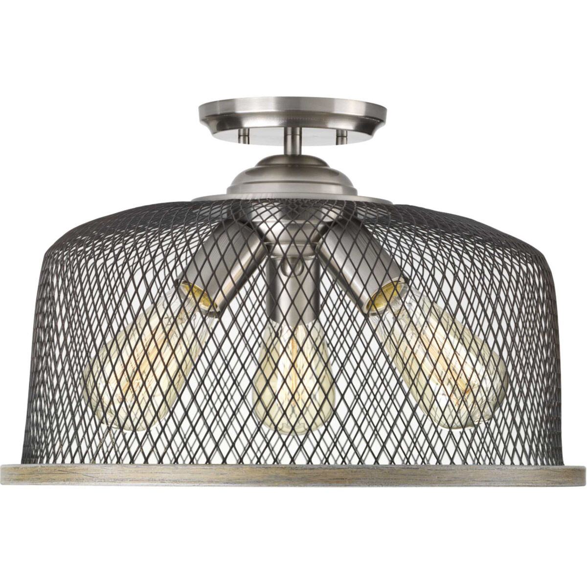 Biarritz 3 Light 16 inch Brushed Nickel Semi-Flush Mount Ceiling Light