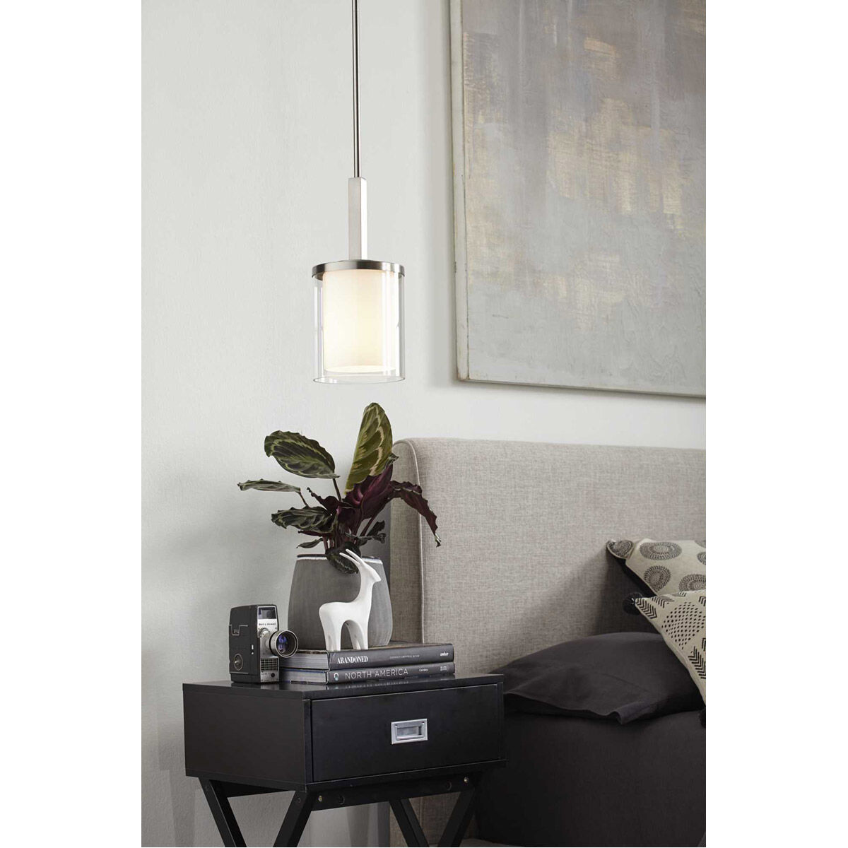 Beaches 1 Light 6 inch Brushed Nickel Mini-Pendant Ceiling Light