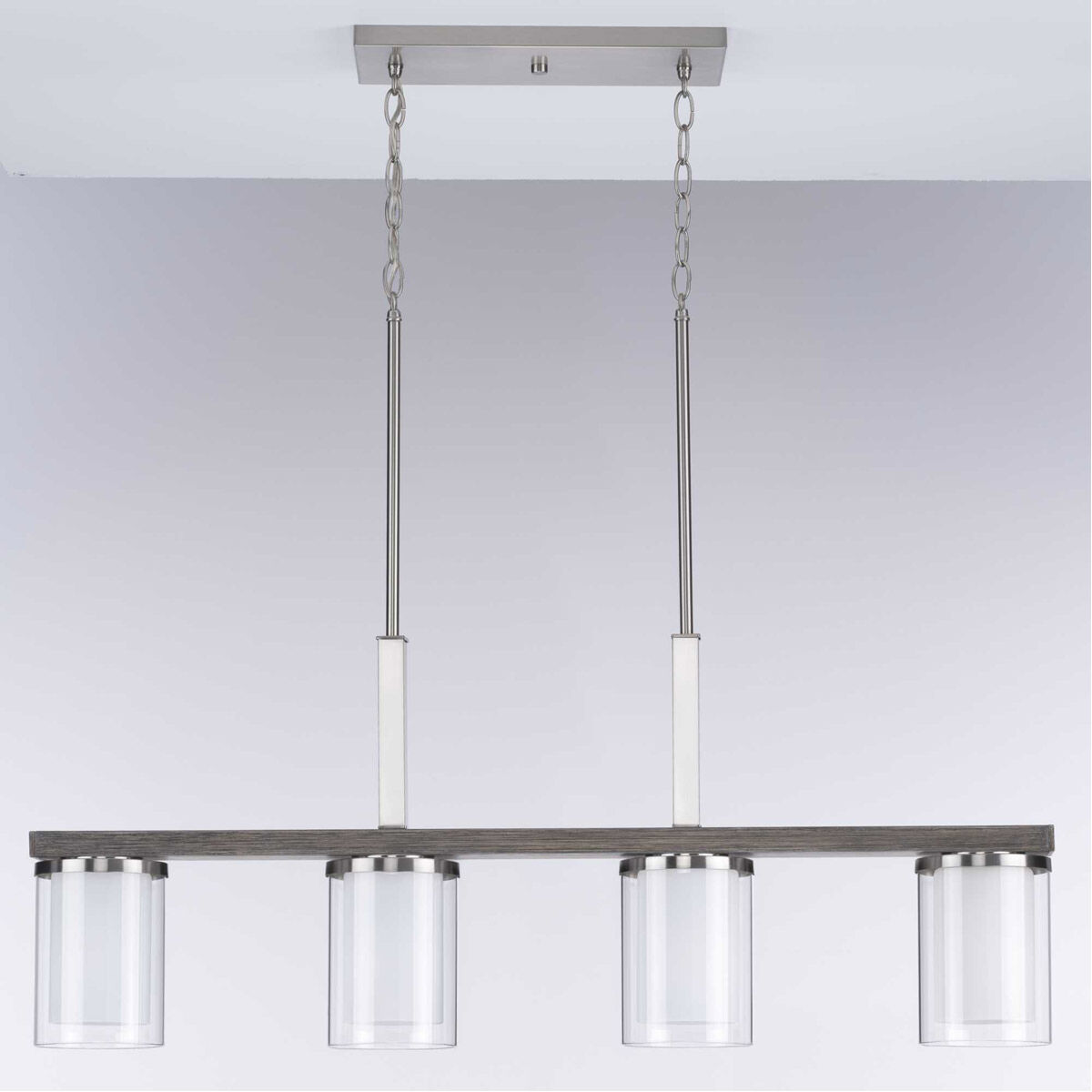 Beaches 4 Light 38 inch Brushed Nickel Linear Chandelier Ceiling Light