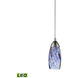 Castle LED 3 inch Satin Nickel with Starburst Blue Mini Pendant Ceiling Light