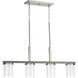 Beaches 4 Light 38 inch Brushed Nickel Linear Chandelier Ceiling Light