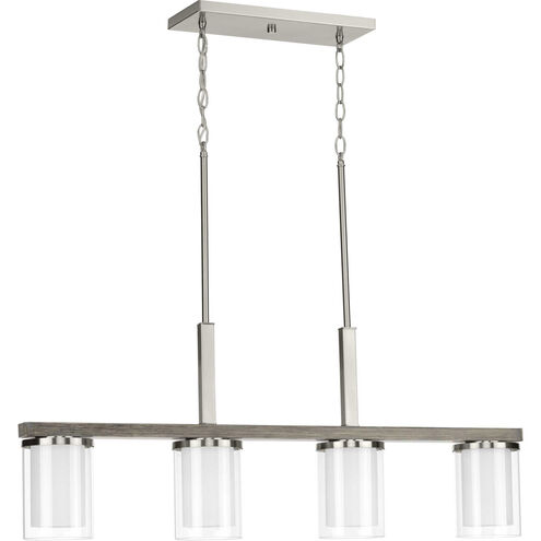 Beaches 4 Light 38 inch Brushed Nickel Linear Chandelier Ceiling Light