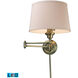 Englishman Bay 25 inch 9.5 watt Antique Brass Swingarm Sconce Wall Light