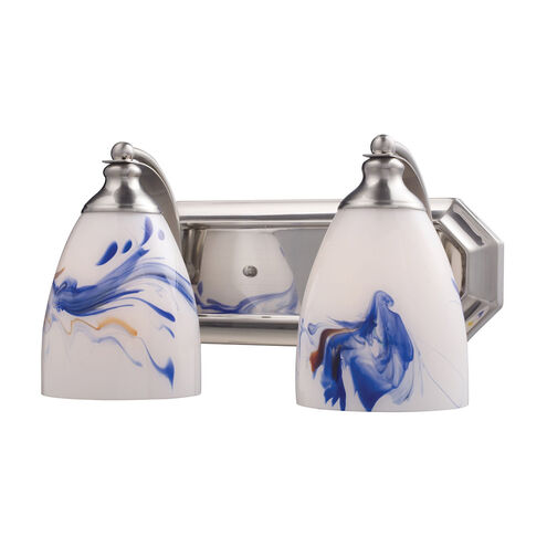 Sea of Azov 2 Light 14 inch Satin Nickel Vanity Light Wall Light in Mountain Glass, Incandescent