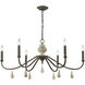 Shilshole Bay 6 Light 38 inch Malted Rust with Aged Cream Chandelier Ceiling Light