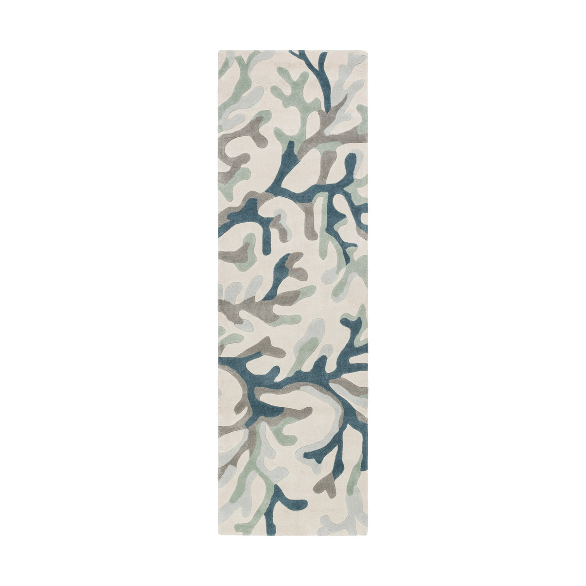 Saginaw Bay 96 X 30 inch Dark Blue/Medium Gray/Sea Foam/Light Gray/Ivory Rugs, Polyester