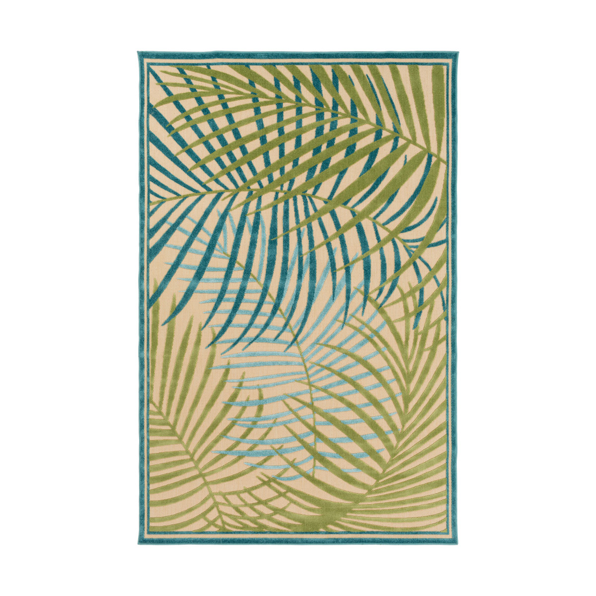 Port 90 X 60 inch Sky Blue/Dark Green/Aqua/Khaki Indoor Area Rug, Polypropylene