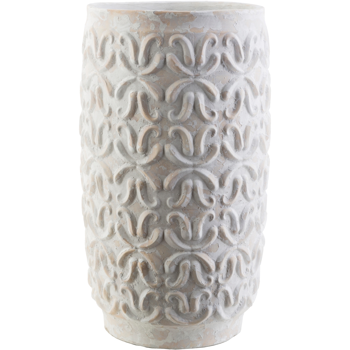 Upper New York Bay White and Tan Outdoor Planter, Medium