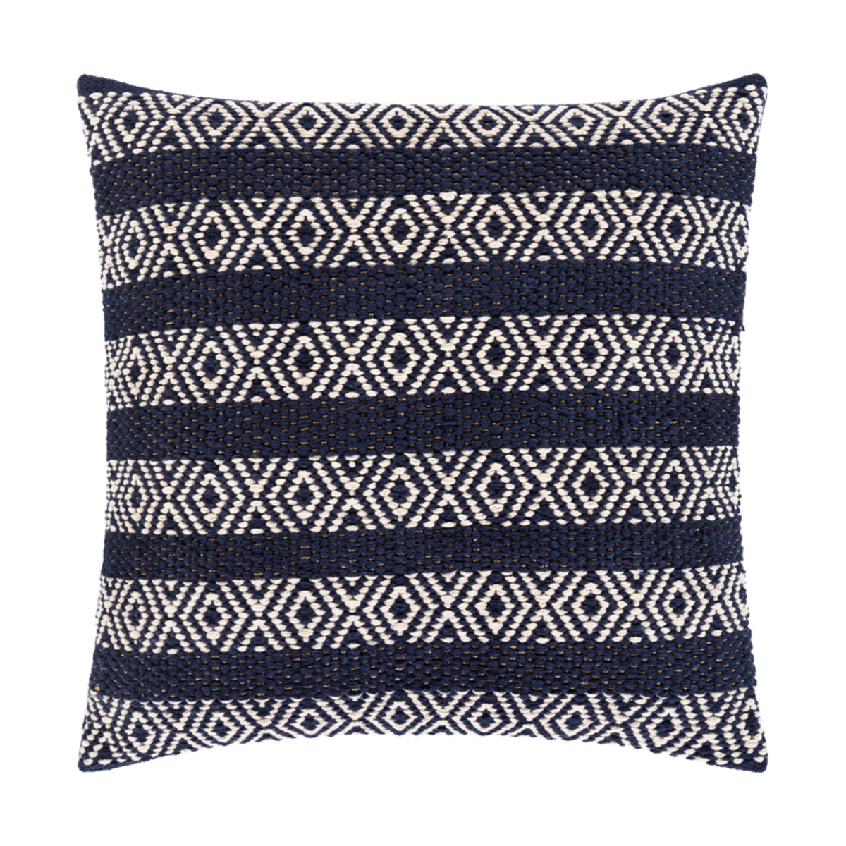 Naukati Bay 20 X 20 inch Navy/Metallic - Champagne/Ivory Pillow Cover