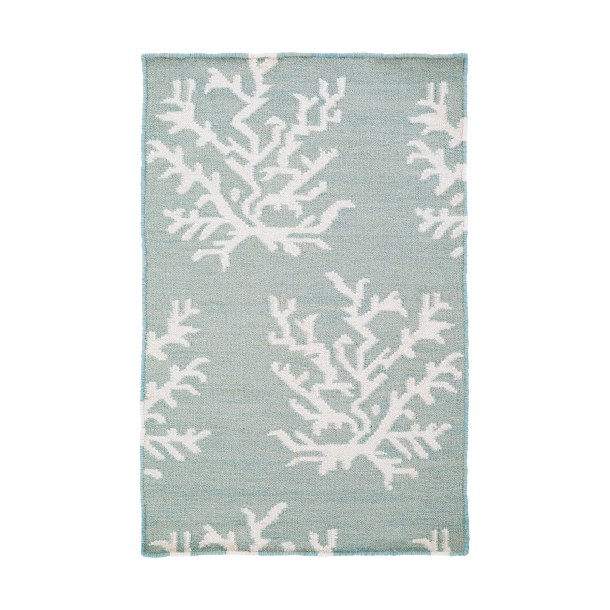 Atlantic 36 X 24 inch Aqua/Ivory Rugs, Wool